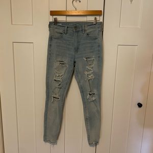 Light wash distressed jeans